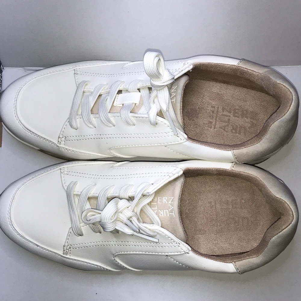 SOUL Naturalizer Women’s White Leather Sneakers with Gum Sole Accent